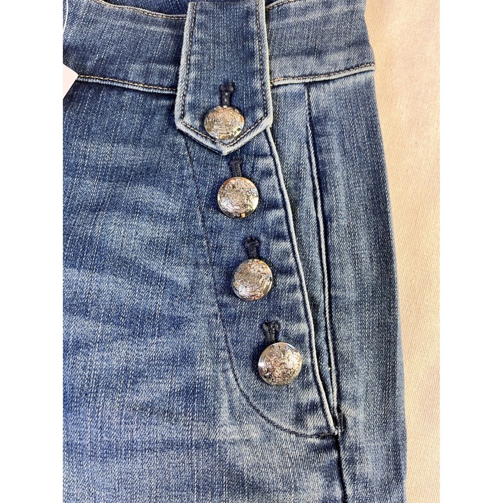 White House Black Market High Rise Wide Leg Sailor Button Jeans Montauk Blue 4R - Picture 6 of 16